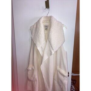 LeMode Vest Sleeveless Open Front Ivory Cream XXL